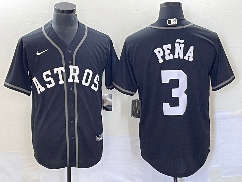 Men's Houston Astros #3 Jeremy Peña Black Cool Base Stitched Baseball Jersey Men's Houston Astros #3 Jeremy Peña Black Cool Base Stitched Baseball Jersey